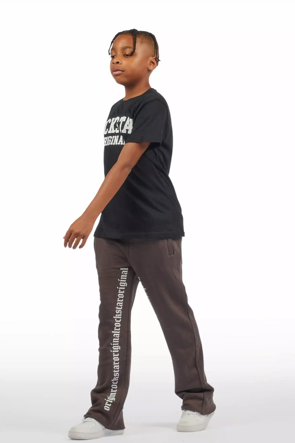 Boys Callie Vintage Grey Stacked Flare Pants