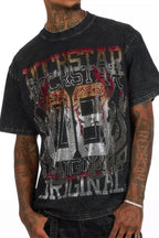 Veyene Black Graphic Rhinestone T-Shirt