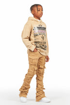 Boys Gentry Beige Stacked Flare Jean