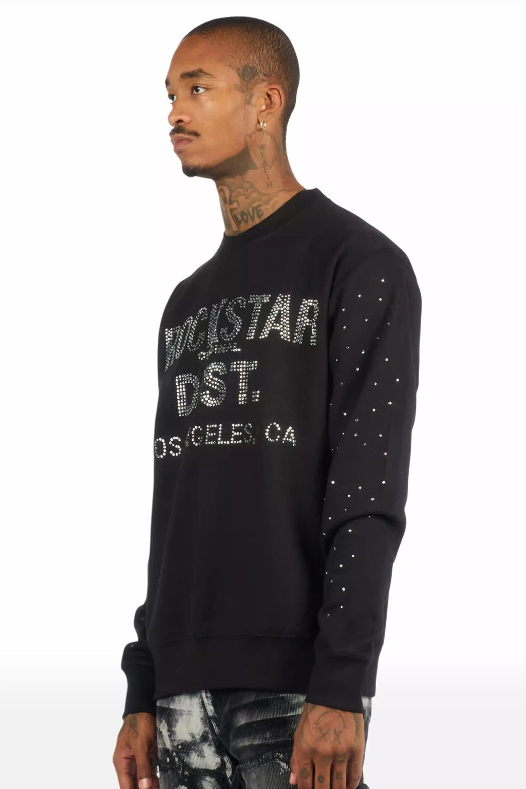Raze Black/Silver Rhinestone Crewneck Sweatshirt