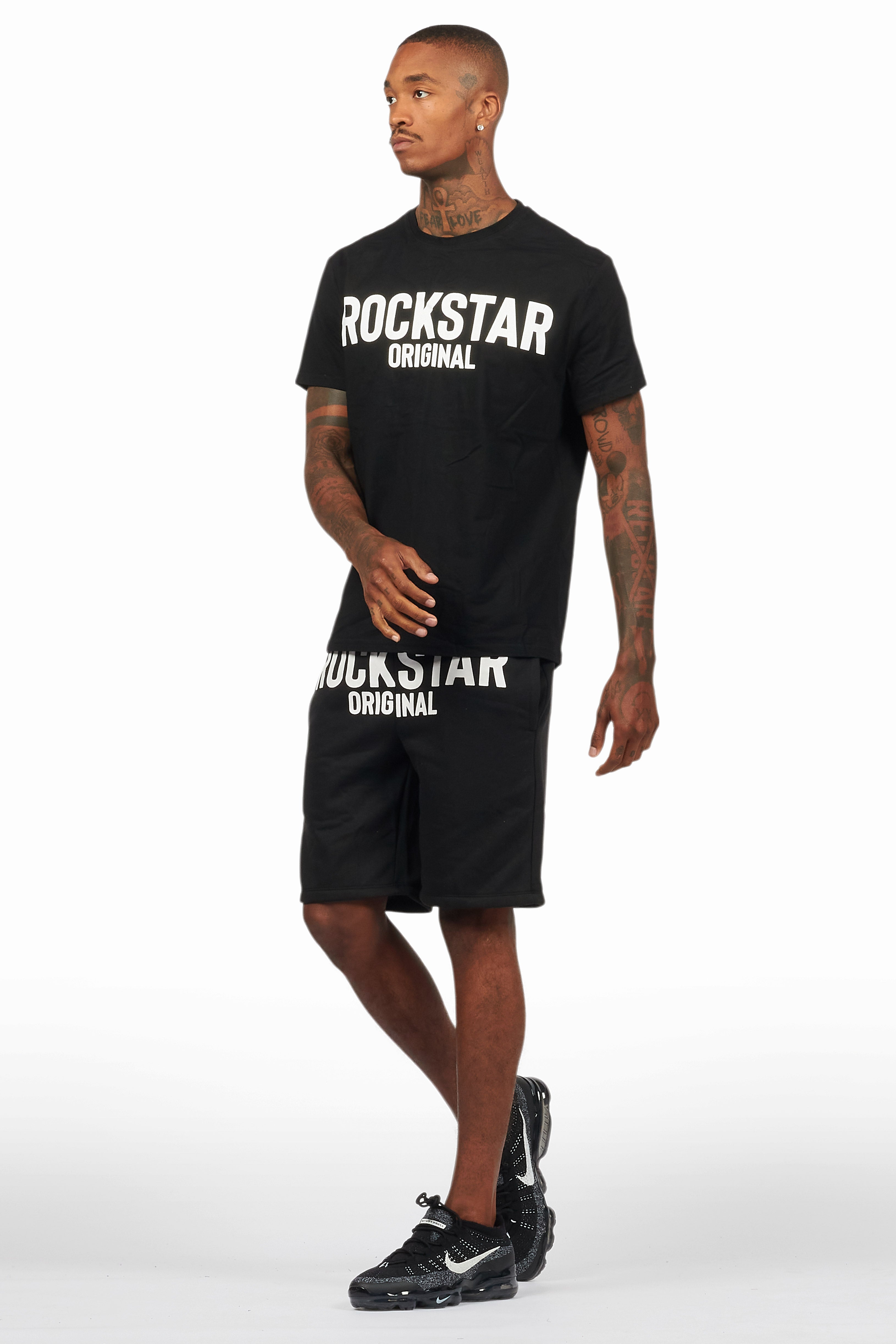 Sana Black/White T-Shirt Short Set