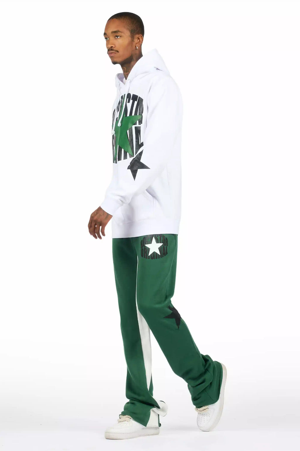 Sarge White/Green Hoodie/Stacked Track Set