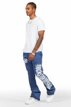 Keve Navy Knitted Mohair Flare Sweat Pant