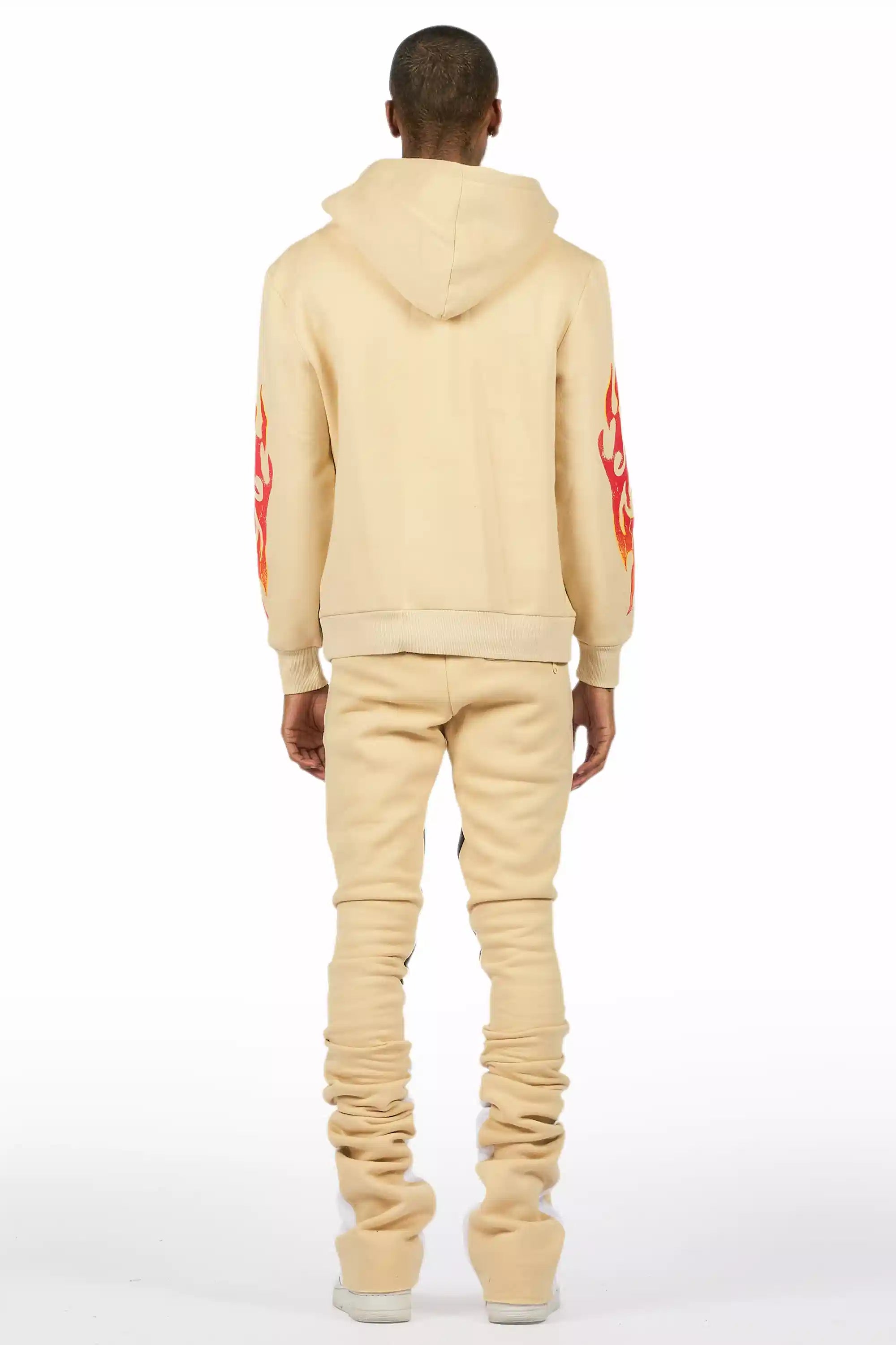Zo Beige/Red Hoodie/Super Stacked Track Set