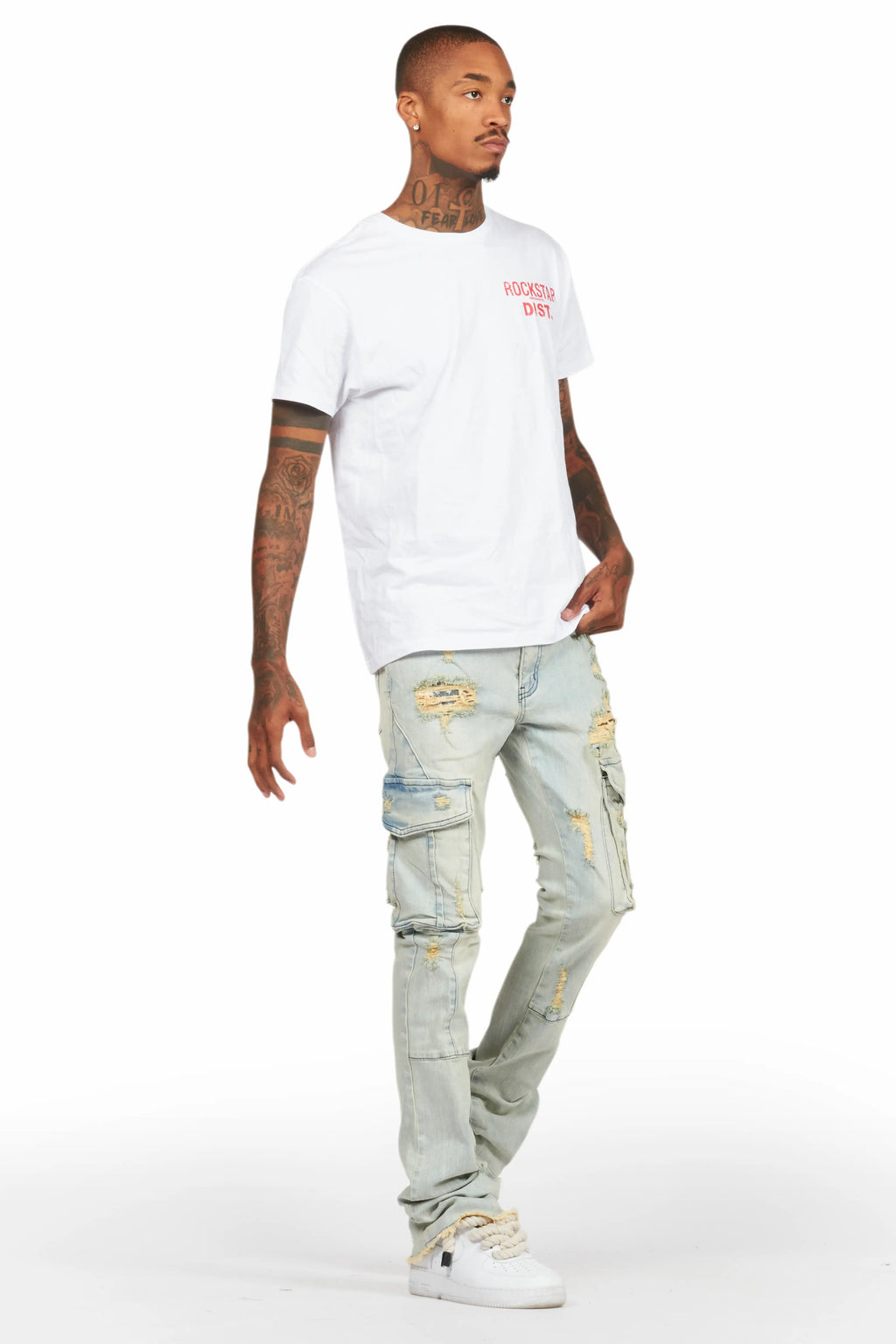 Adalee Blue Cargo Stacked Flare Jean