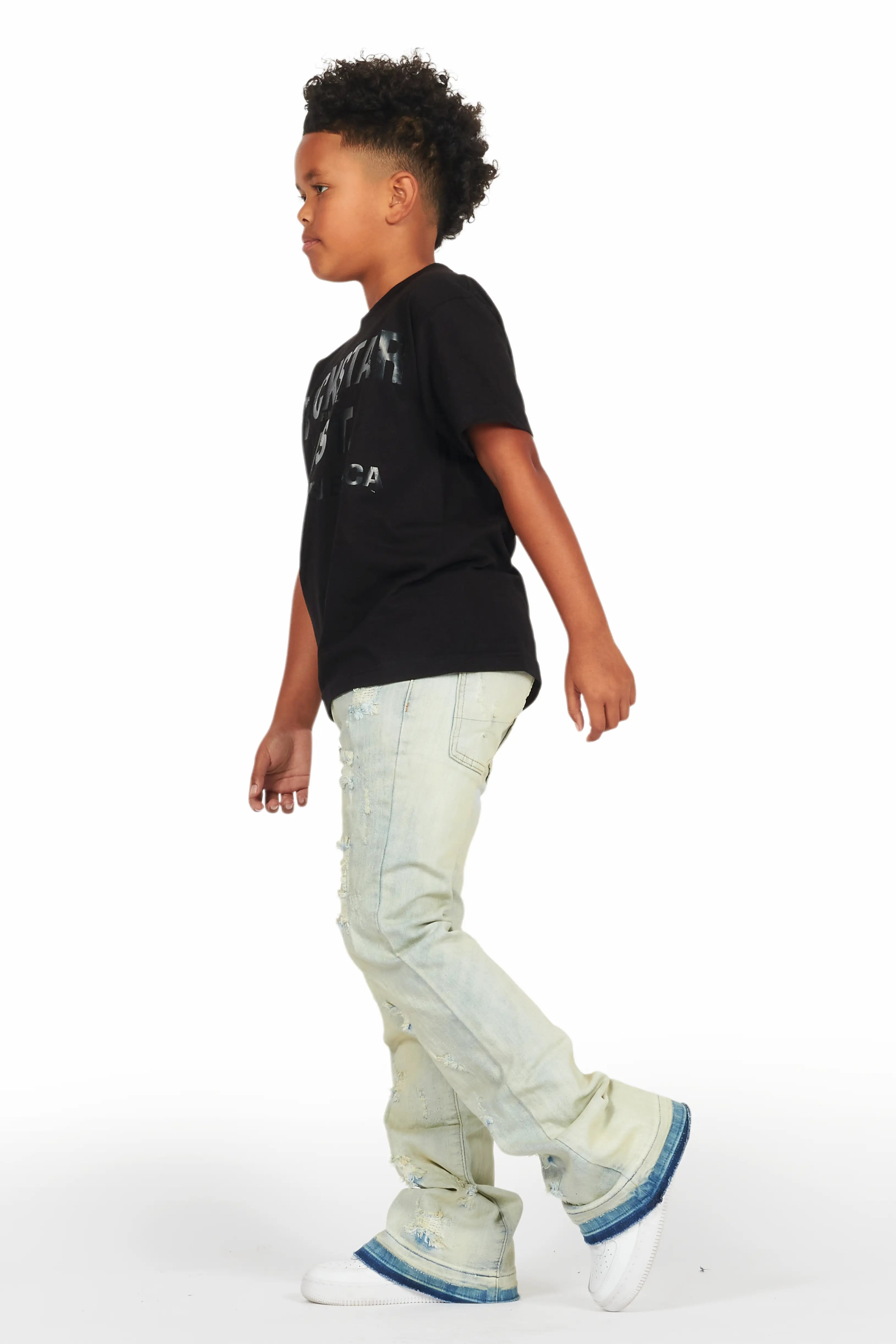 Boys Holibert Light Blue Stacked Flare Jean