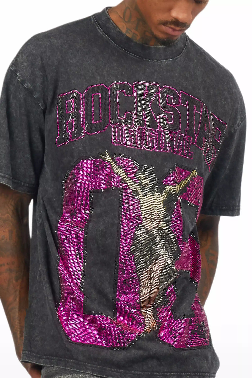 Field 2.0 Black/Pink Graphic Rhinestone T-Shirt