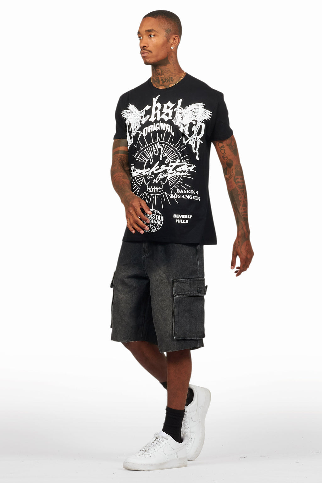 Tally Black T-Shirt/Denim Short Set