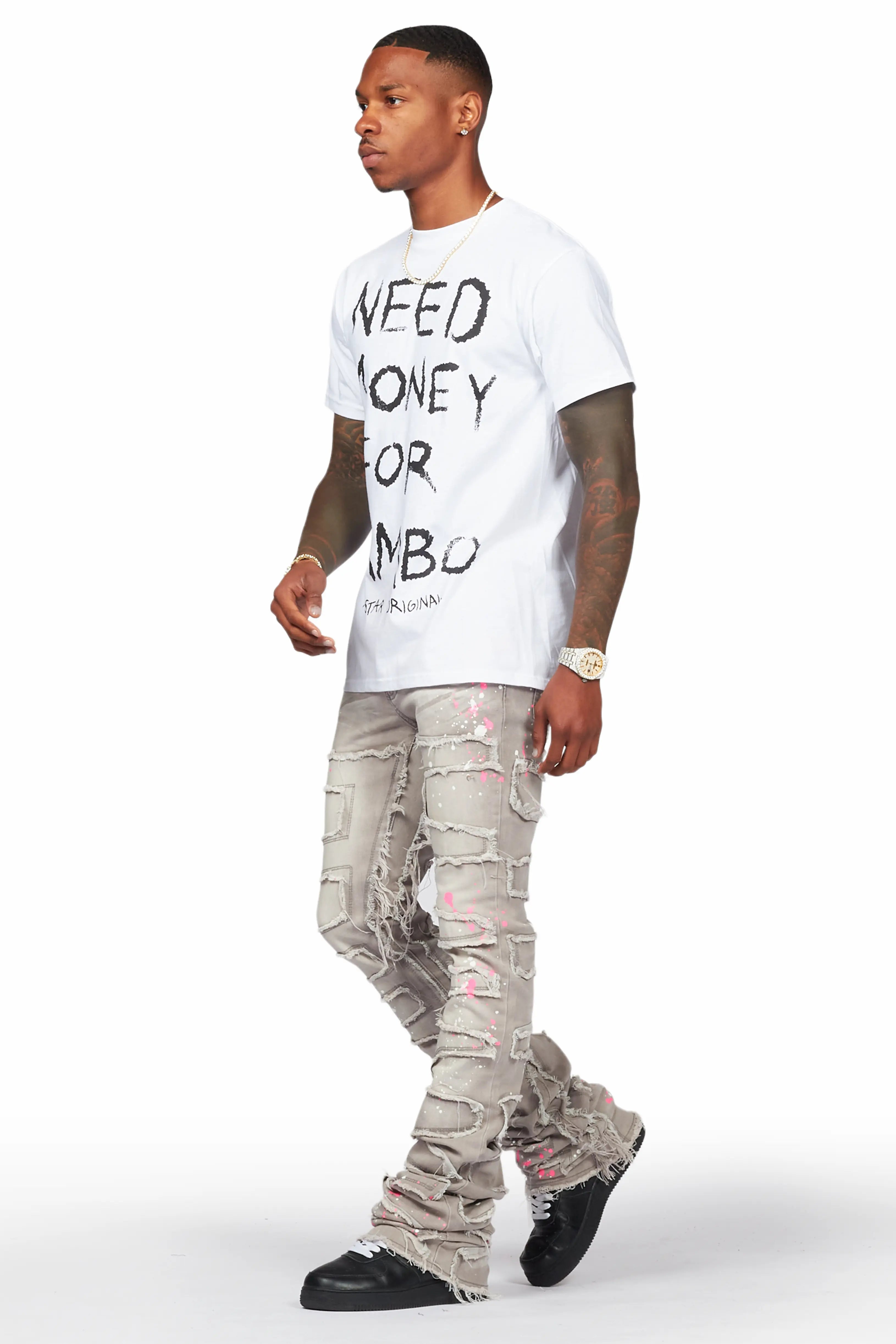 Macon Grey Painter Super Stacked Flare Jean