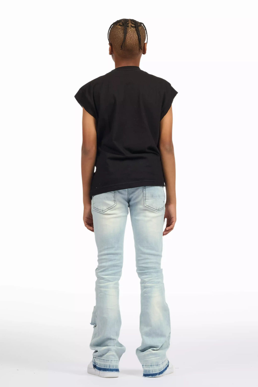 Boys Zahir Blue Slim Stacked Flare Jean