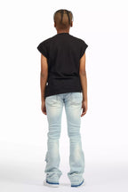 Boys Zahir Blue Slim Stacked Flare Jean