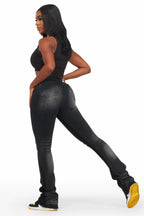 Jazminn Black Wash Stacked Flare Jean