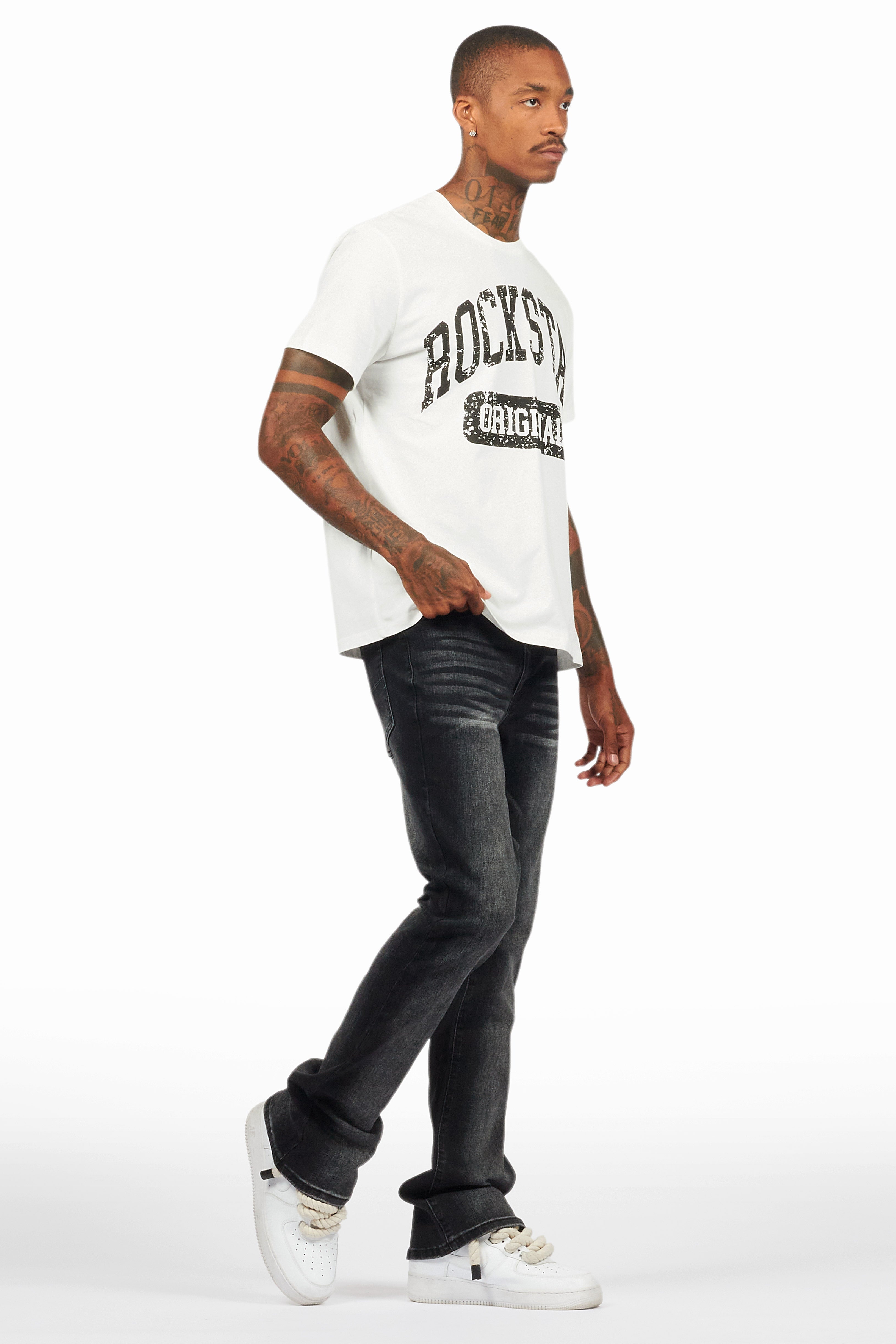 Drick Dark Grey Regular Fit Flare Jean