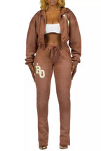 Tyona Mocha Rhinestone Stacked Flare Track Set