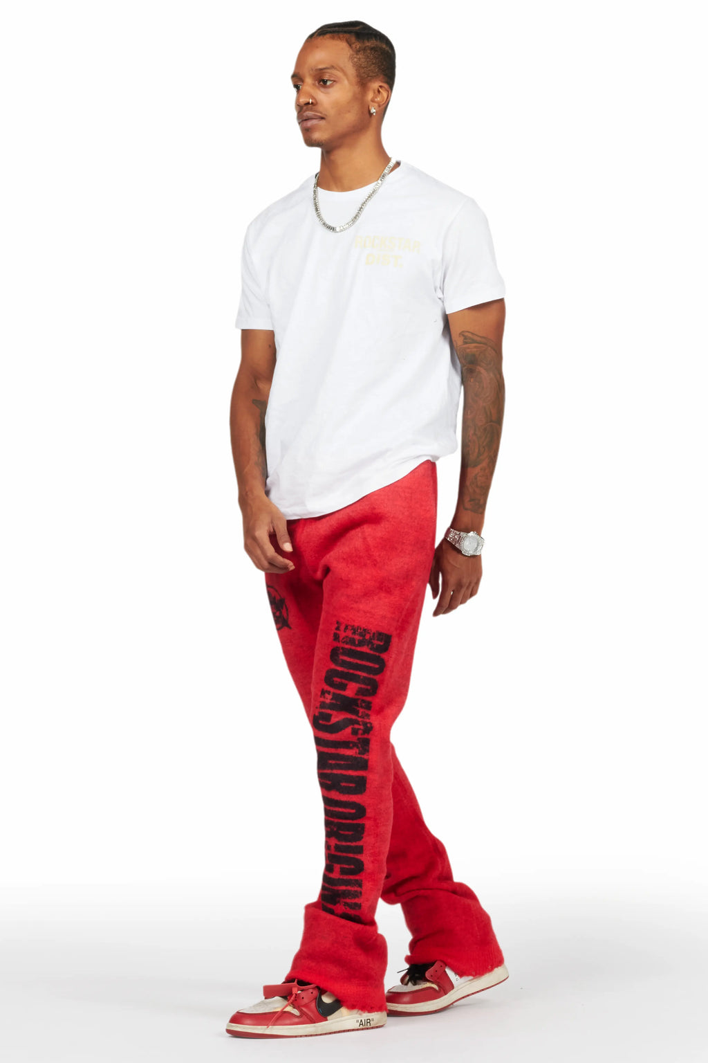 Keve Red Knitted Mohair Flare Sweat Pant