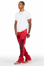 Keve Red Knitted Mohair Flare Sweat Pant