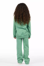 Girls Kammy Sage/Pink Hoodie Stacked Track Set