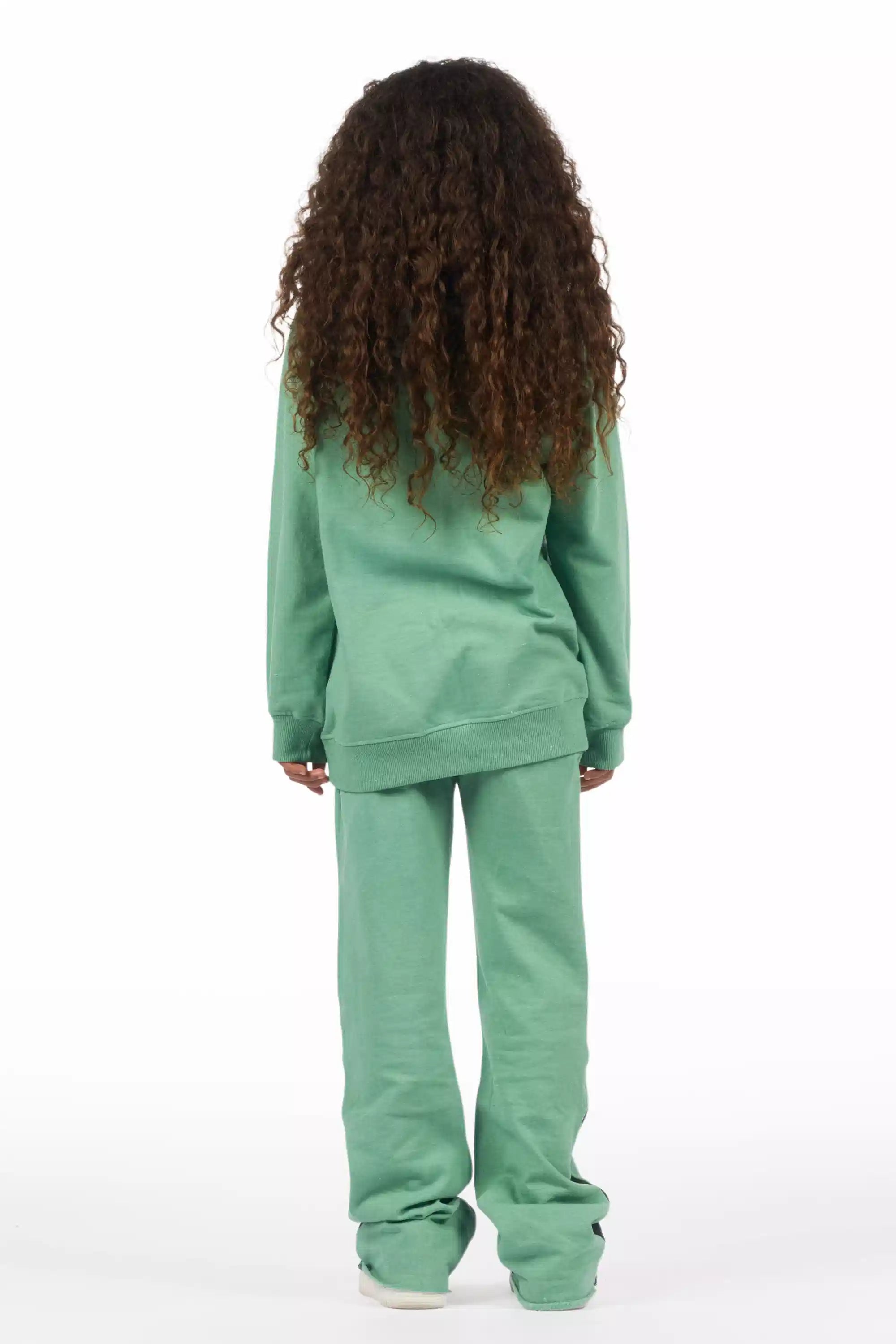 Girls Kammy Sage/Pink Hoodie Stacked Track Set