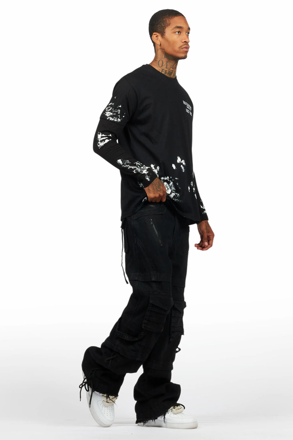 Three Maxi Jet Black Baggy Fit Jean