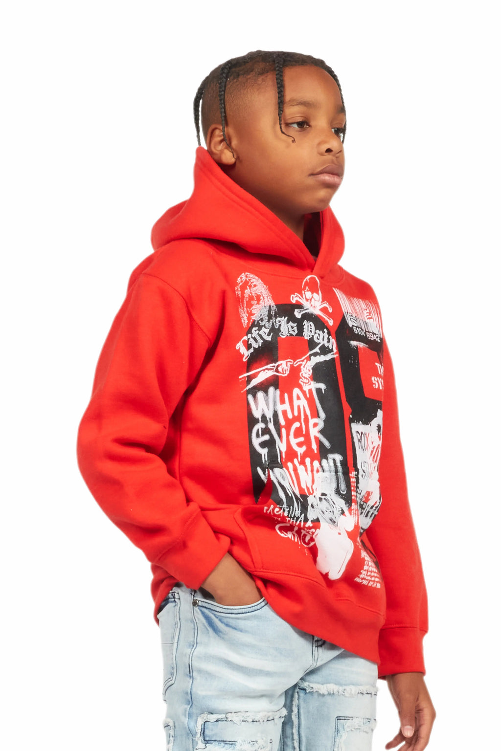 Boys Beau Red Graphic Hoodie