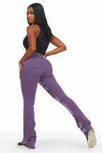 Khaleesy Purple Stacked Flare Jean