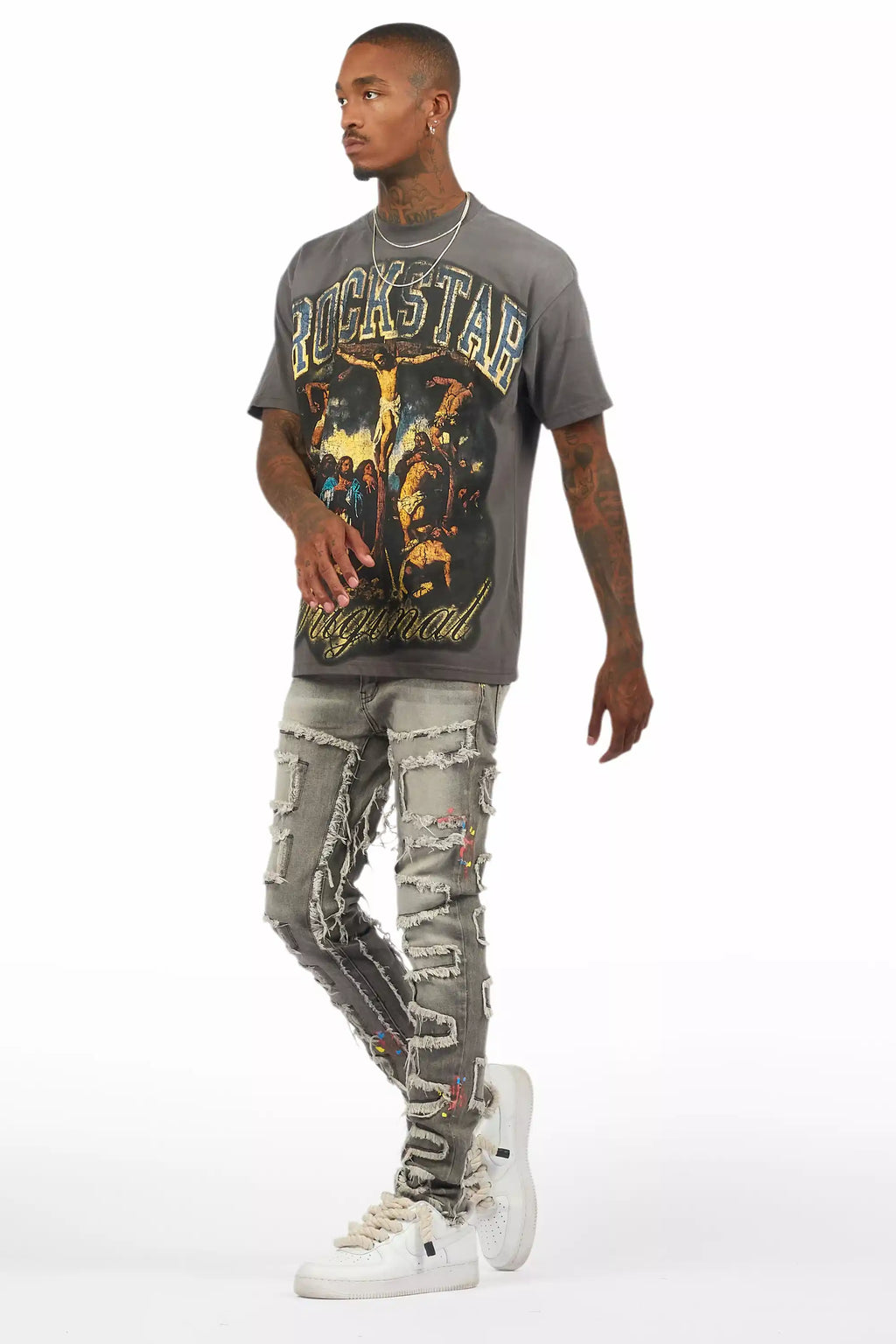 Waller Vintage Grey T-Shirt/Slim Jean Bundle