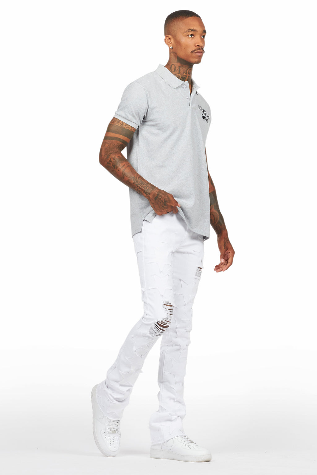 StarLane White Stacked Flare Jean