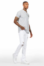 StarLane White Stacked Flare Jean