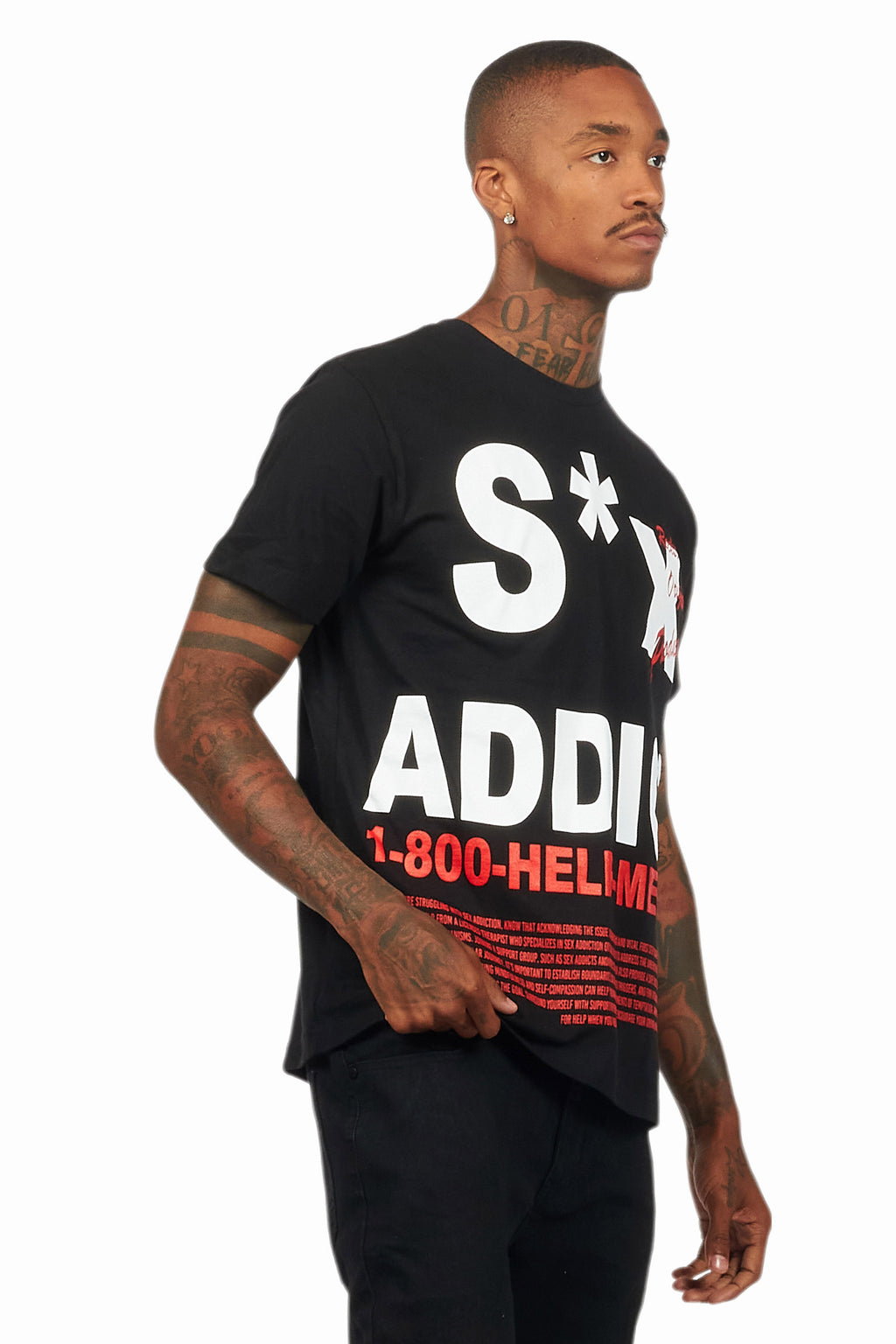 Addict Black Graphic T-Shirt
