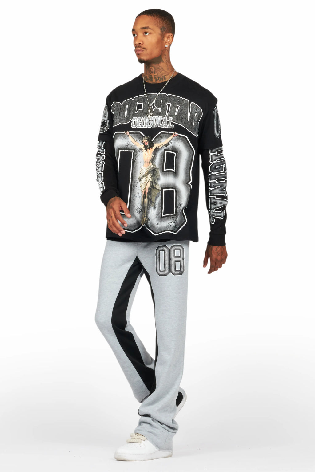 Fields Black/Grey Double Layer T-Shirt/Baggy Pant Set