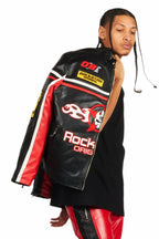 Roch Black/White Leather Moto Jacket