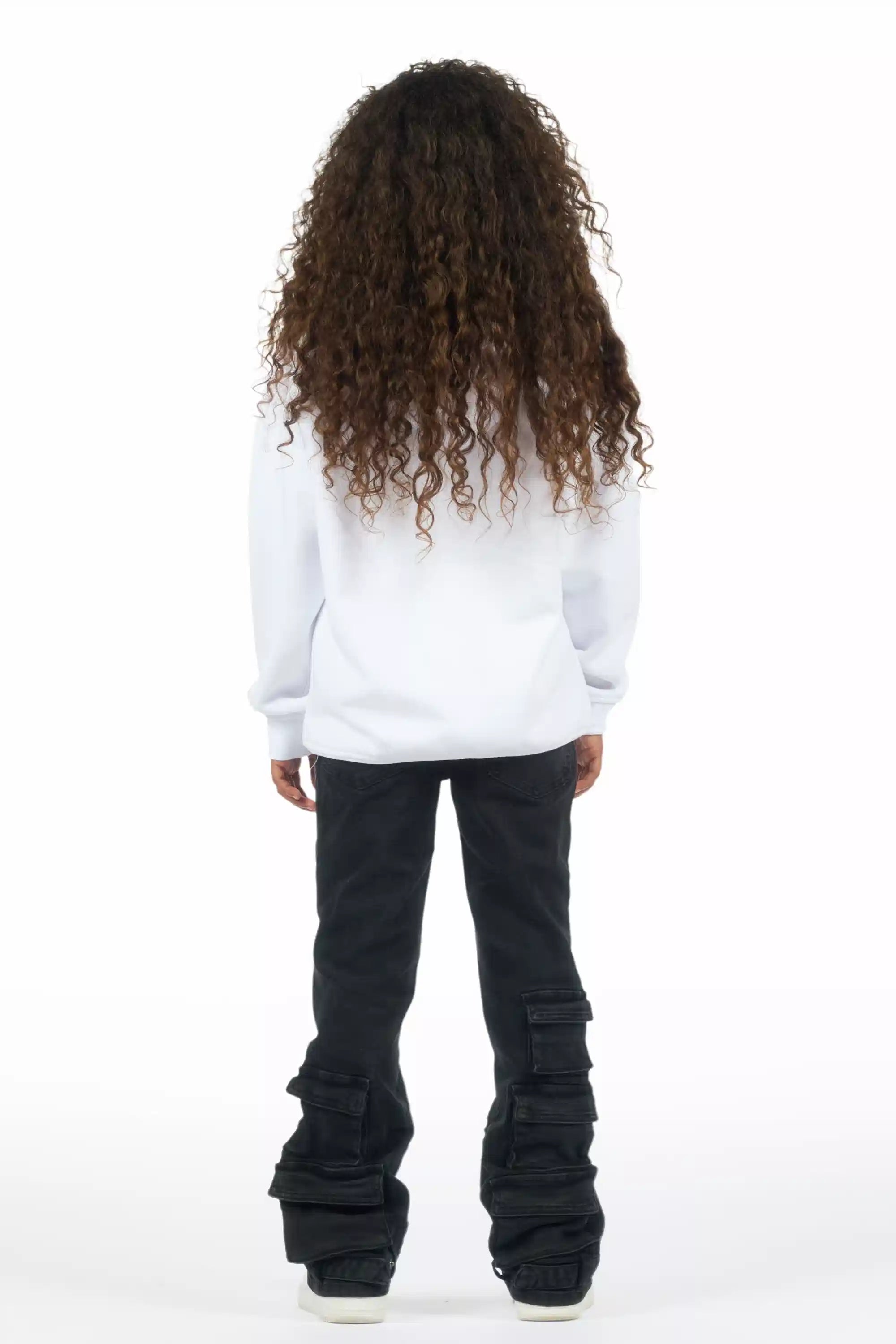 Girls Jaziya Black Stacked Jean