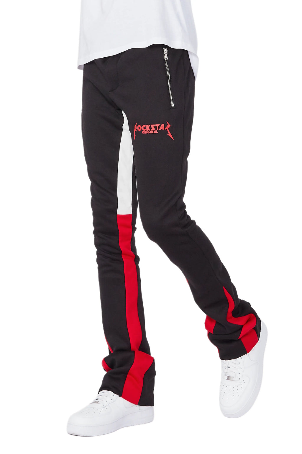 Everest Black Stacked Flare Track Pant
