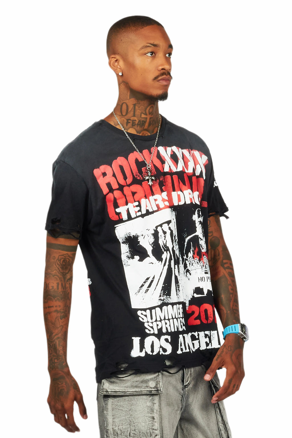 Omer Black Oversized Graphic T-Shirt