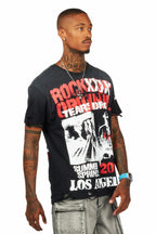 Omer Black Oversized Graphic T-Shirt