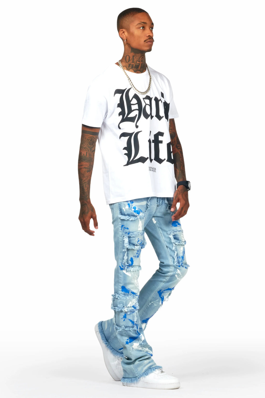 Randi Blue Painter Stacked Flare Jean