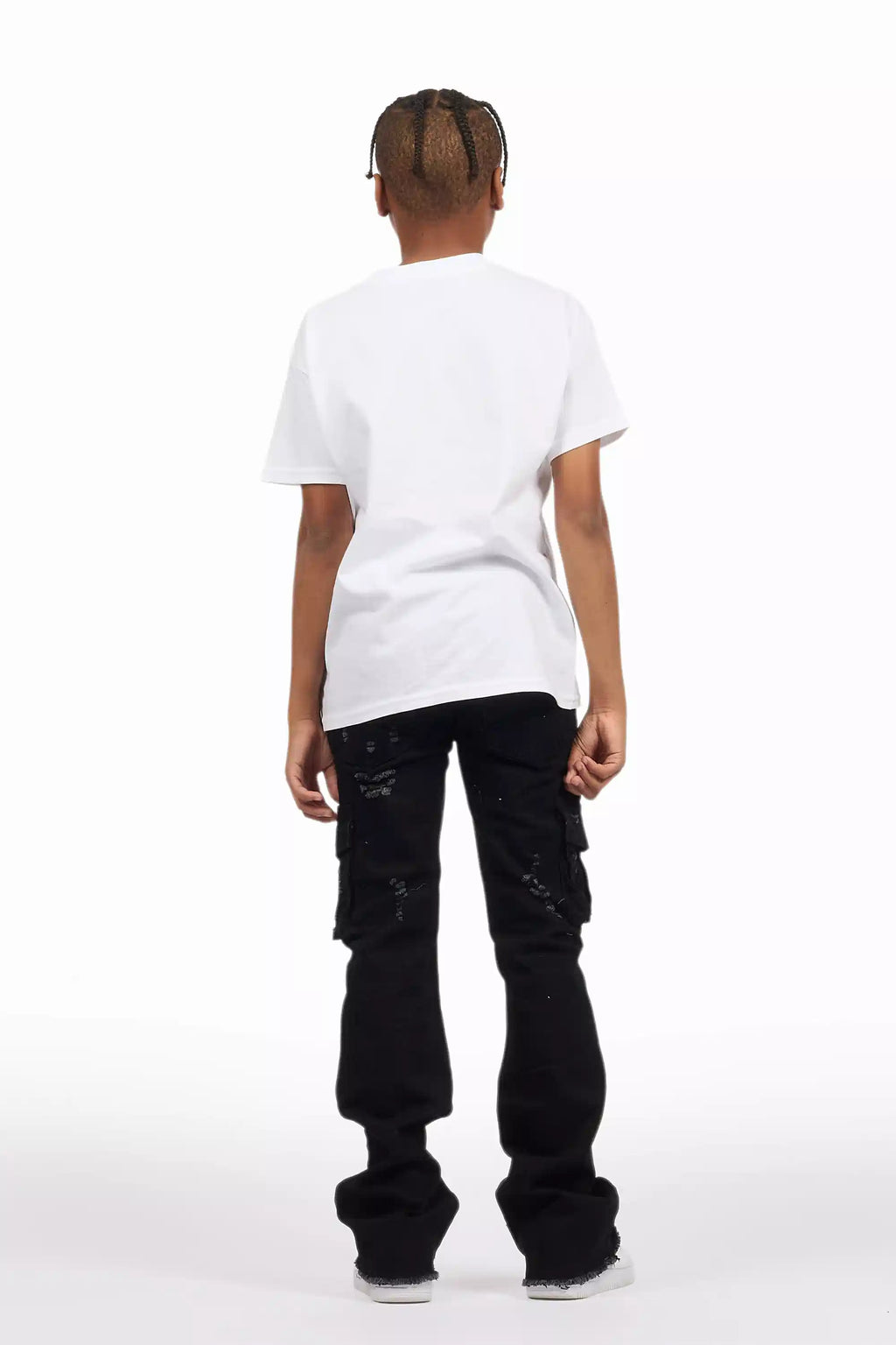 Boys Adalee Black Stacked Flare Jean