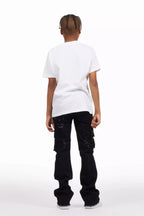 Boys Adalee Black Stacked Flare Jean