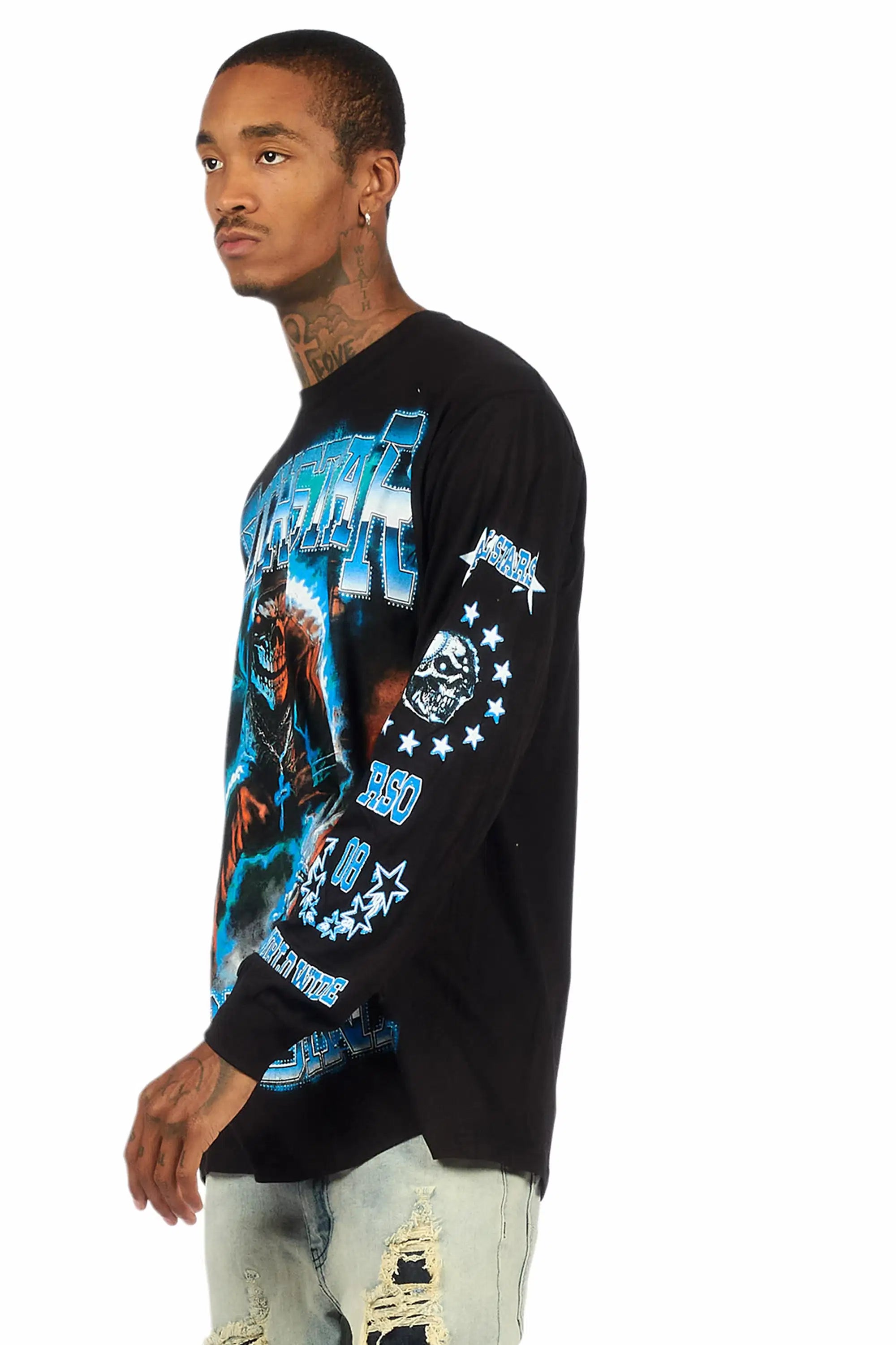 Marxe Black/Multi Oversized Long Sleeve Graphic T-Shirt