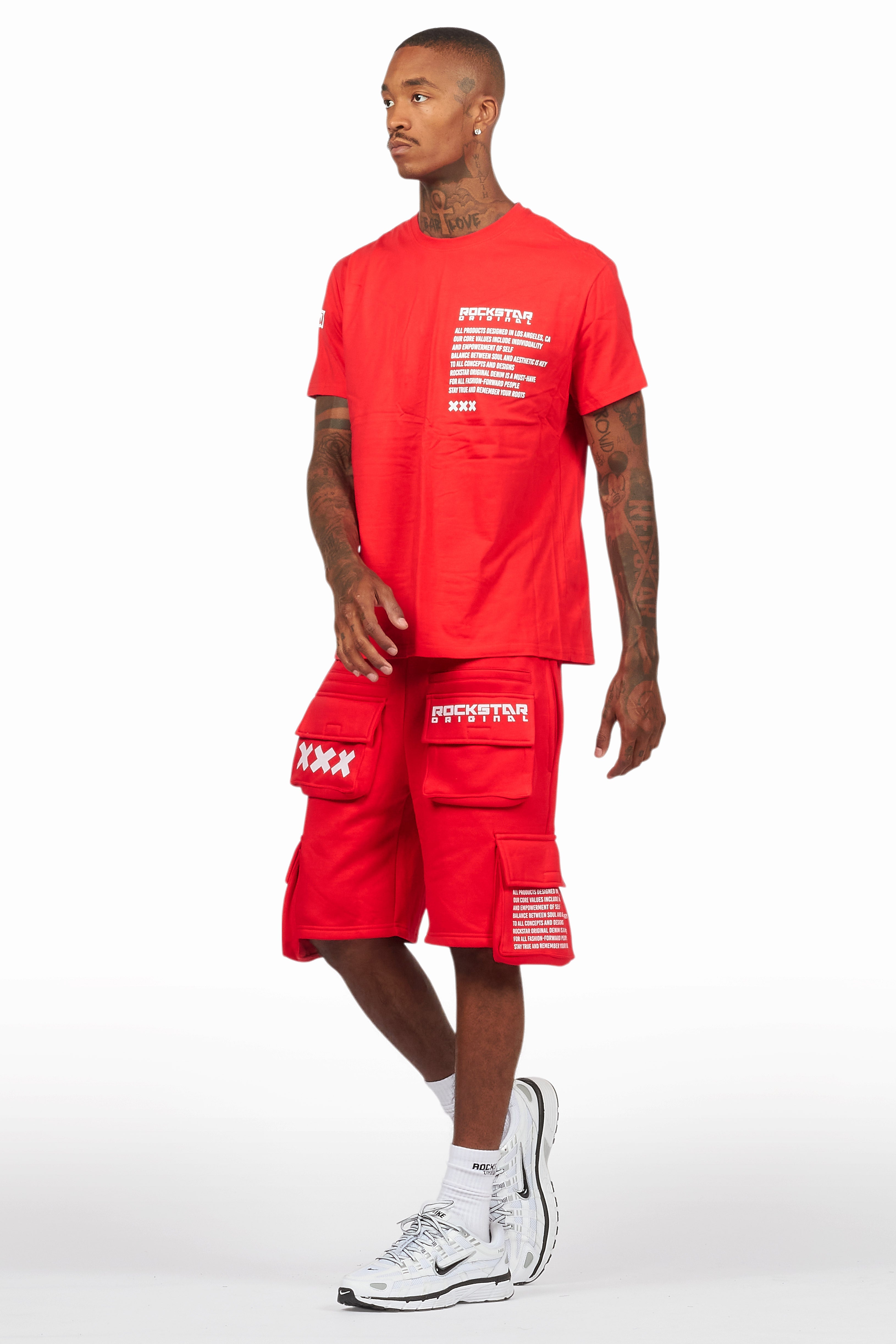 Jash Red/White Short Set