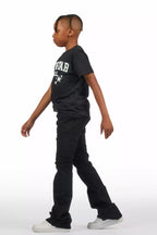 Boys Drick Jet Black Regular Fit Flare Jean