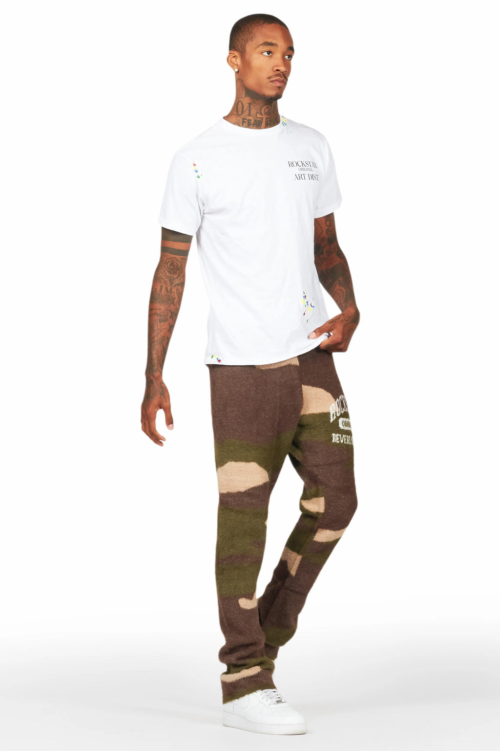 Rabi Camo Green Knitted Mohair Pants