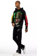 Pyrel Black/Silver Rhinestone Stacked Flare Pant