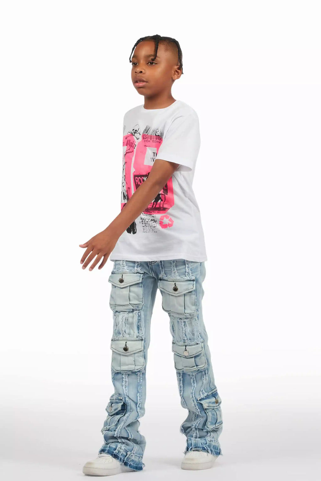 Boys Frey Light Blue Stacked Flare Jean