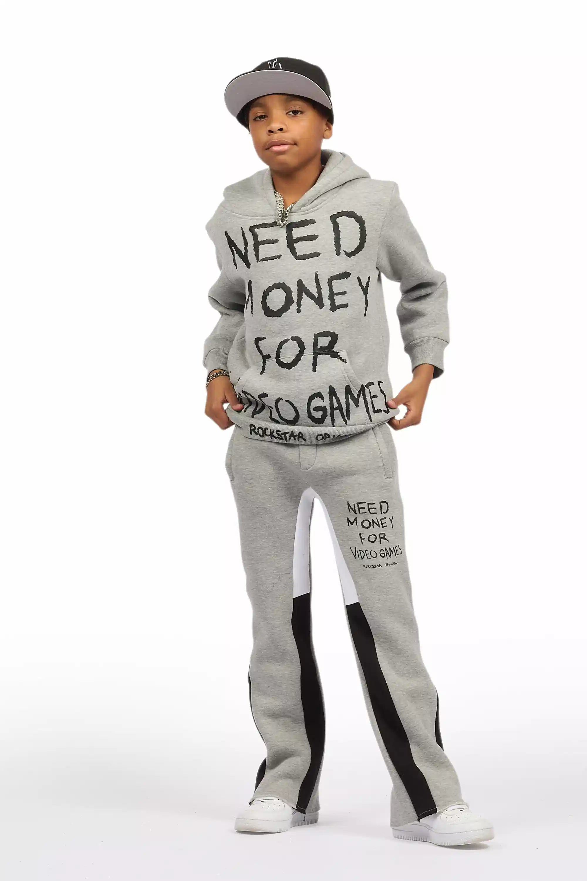 Boys M4 Video Games Grey/Black Stacked Flare Track Set