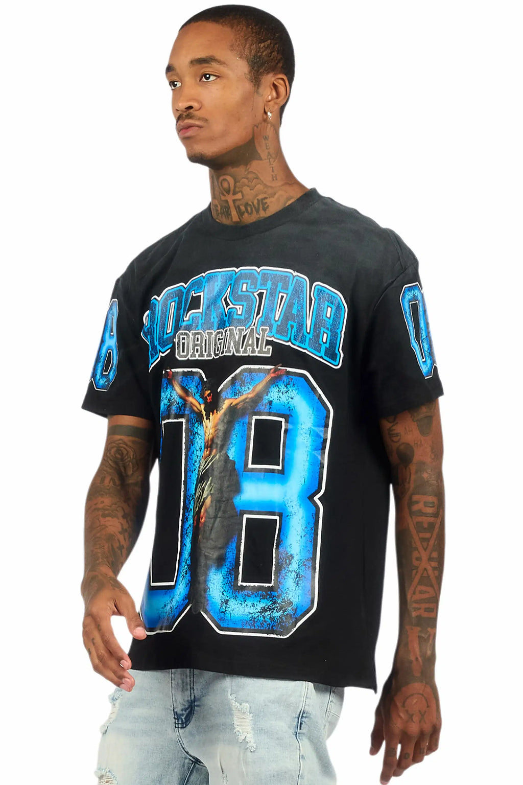 Fields Black/Blue Oversized Graphic T-Shirt