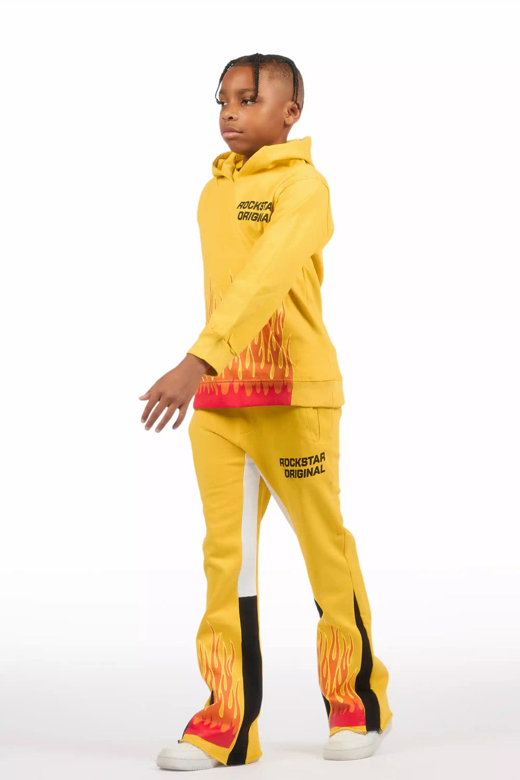 Boys Roeland Yellow/Red Stacked Flare Pant Set