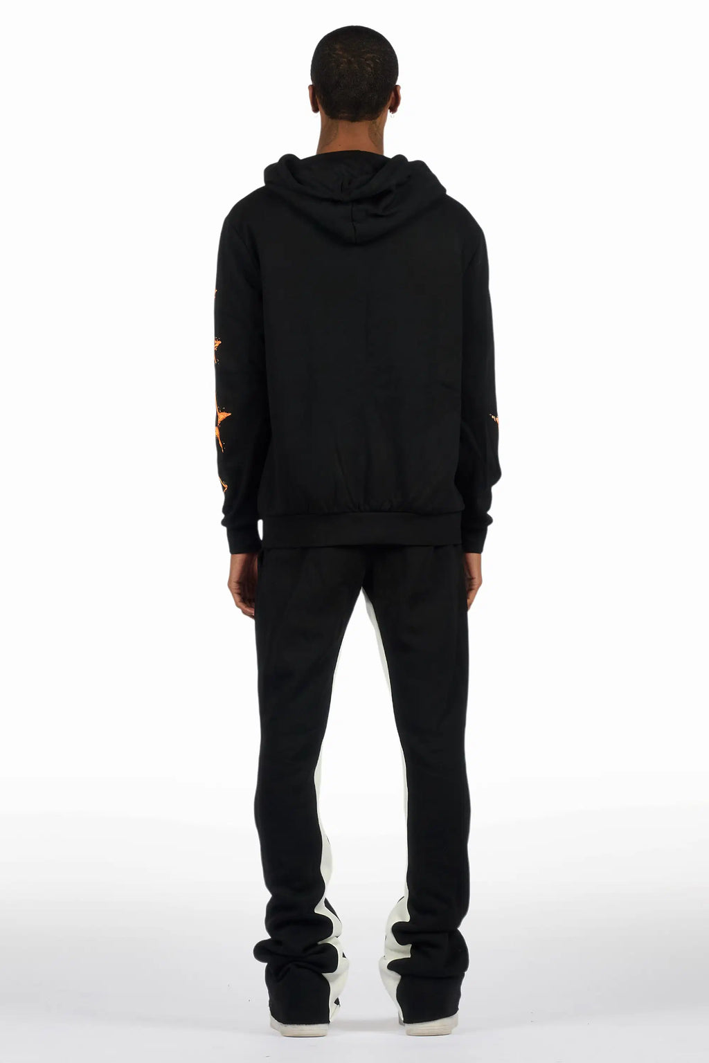 Nelz Black/Orange Graphic Hoodie/Baggy Track Pant Set