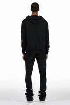 Nelz Black/Orange Graphic Hoodie/Baggy Track Pant Set