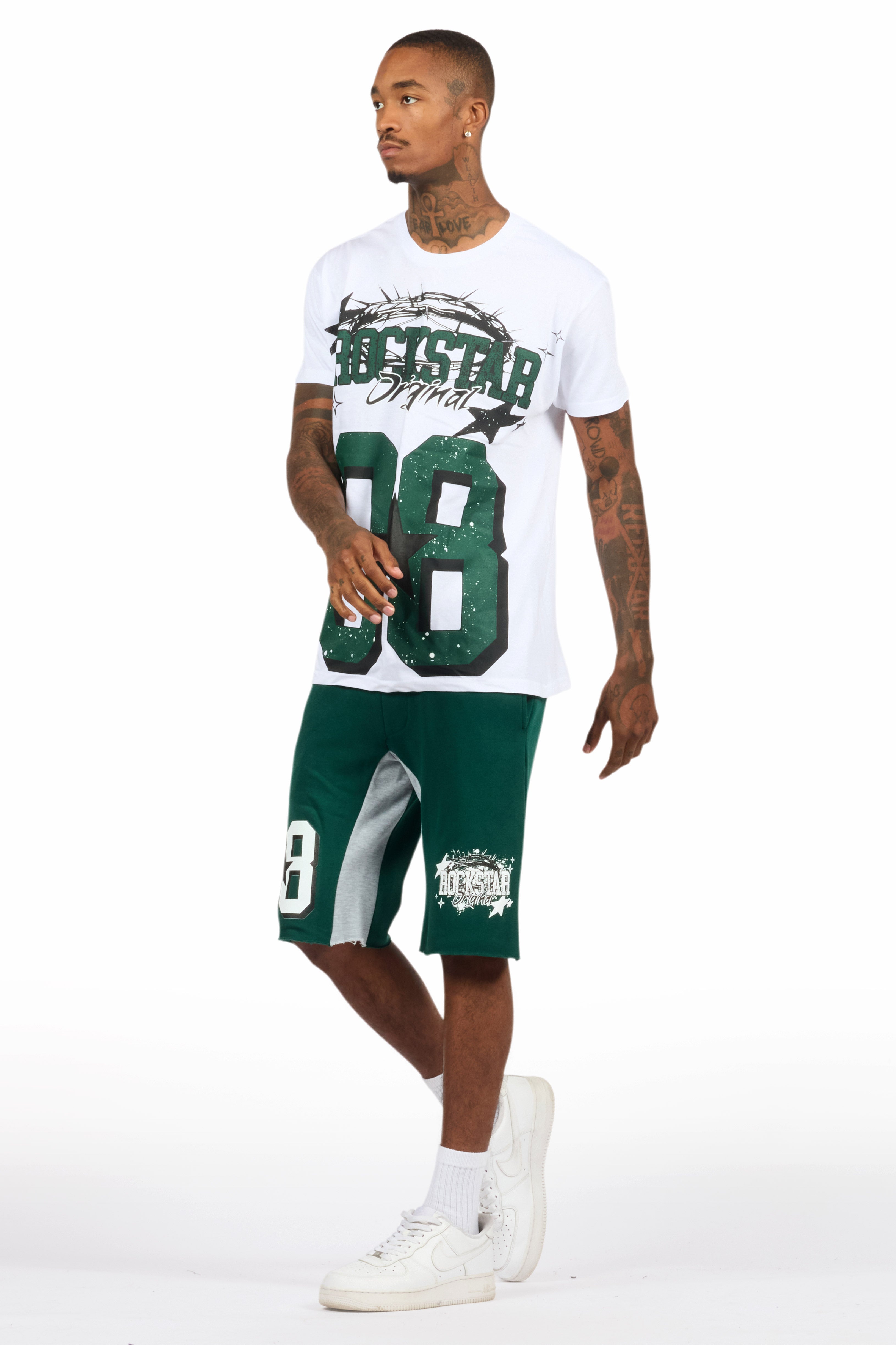 Allstar White/Green T-Shirt Short Set